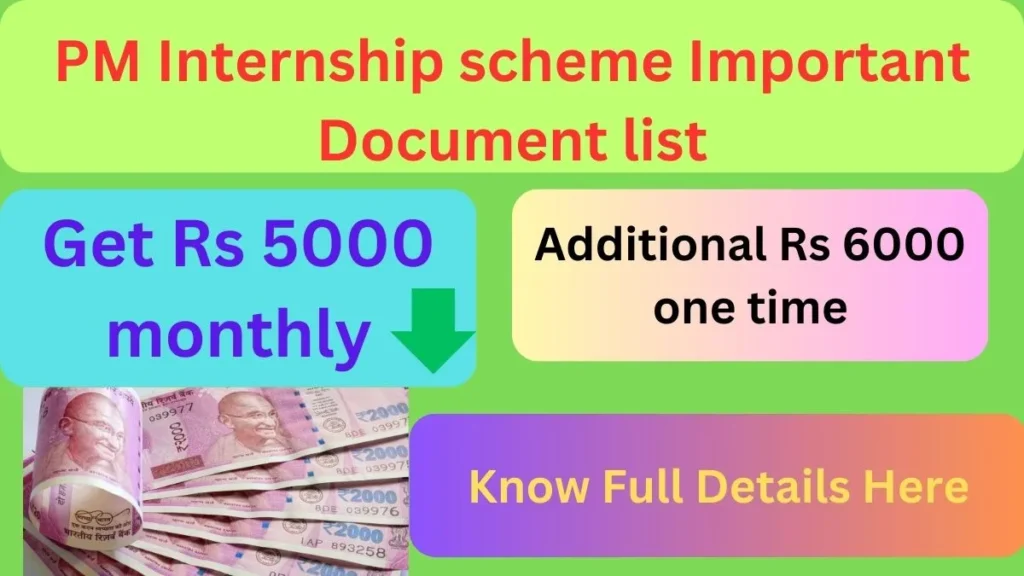 List of Important documents for PM Internship scheme 2024